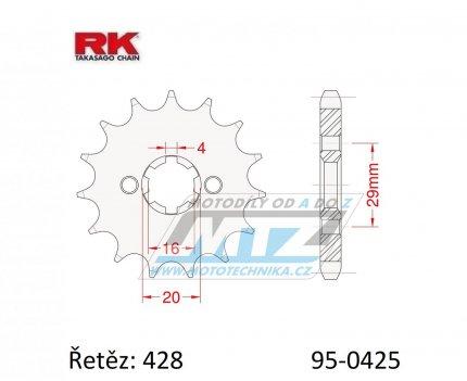Koleko etzov (pastorek) 0425-17zub RK - Suzuki RG125FU Wolf + RG125FU Race Replica + TSR125