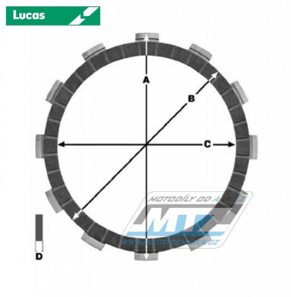 Lamely spojkov tec (s obloenm) Lucas MCC362-5 - Honda CRF250L+CRF250M + CBR250R+CBR250RR